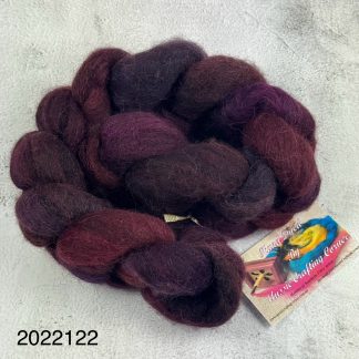 2022122 - Hand Dyed Alpaca Roving 100g - Dark Red/Pink/Burgandy
