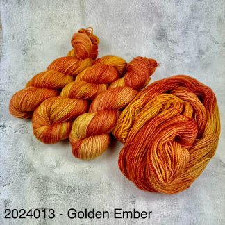 2024013 - 4 Ply Hand Dyed Sock Yarn - "Golden Ember"