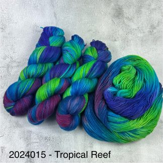 2024015 - 4 Ply Hand Dyed Sock Yarn - "Tropical Reef"