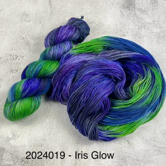 2024019 - 4 Ply Hand Dyed Sock Yarn - "Iris Glow"