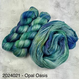 2024021 - 4 Ply Hand Dyed Sock Yarn - "Opal Oasis"