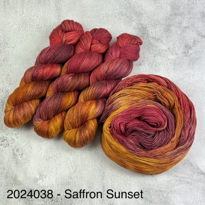 2024038 - 2 Ply Lace Hand Dyed Yarn - "Saffron Sunset"