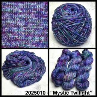 2025010 - 8 Ply Hand Dyed Machine Washable Merino Yarn - "Mystic Twilight"