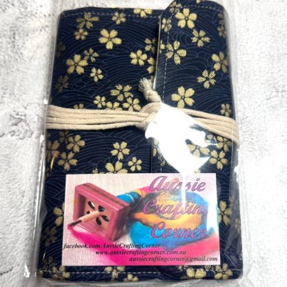 2025095 - Navy and Gold Flower Knitting Needle & Cable Holder