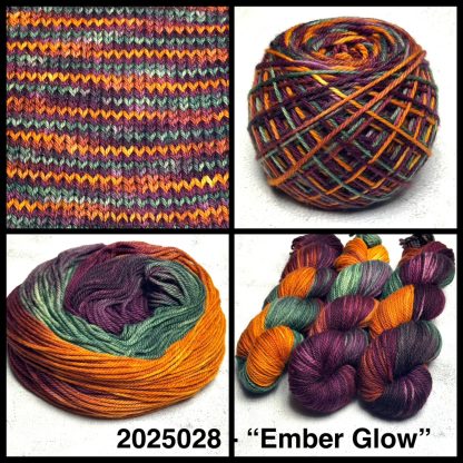2025028 - 8 Ply Hand Dyed Machine Washable Merino Yarn - "Ember Glow"