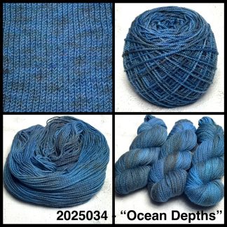 2025034 - 8 Ply Hand Dyed Non Super Wash Merino Yarn - "Ocean Depths"
