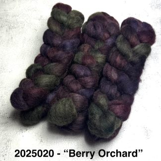 2025020 - Hand Dyed Alpaca Roving 100g - "Berry Orchard"