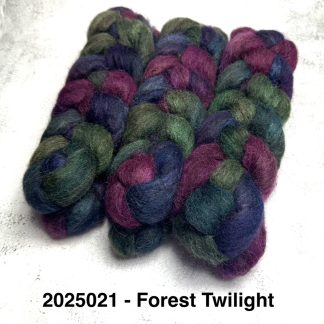 2025021 - Hand Dyed Alpaca Roving 100g - "Forest Twilight"