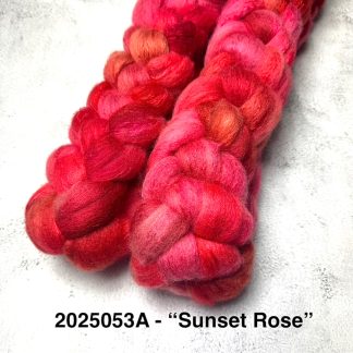 2025053A - Hand Dyed Merino & Silk Fibre Blend - "Sunset Rose"