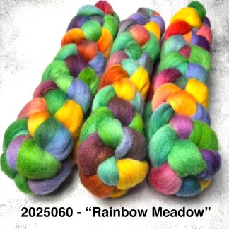 2025060 - Hand Dyed Polwarth Top - "Rainbow Meadow"