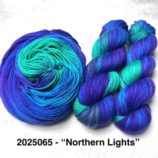 2025065 - 8 Ply Hand Dyed Sock Yarn - "Northern Lights"