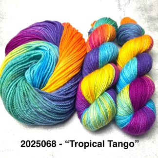 2025068 - 8 Ply Hand Dyed Sock Yarn - "Tropical Tango"
